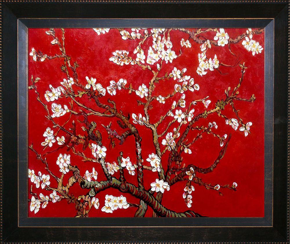Branches of an Almond Tree in Blossom, Ruby Red Pre-Framed - Veine D'Or Bronze Angled Frame 16"X20"