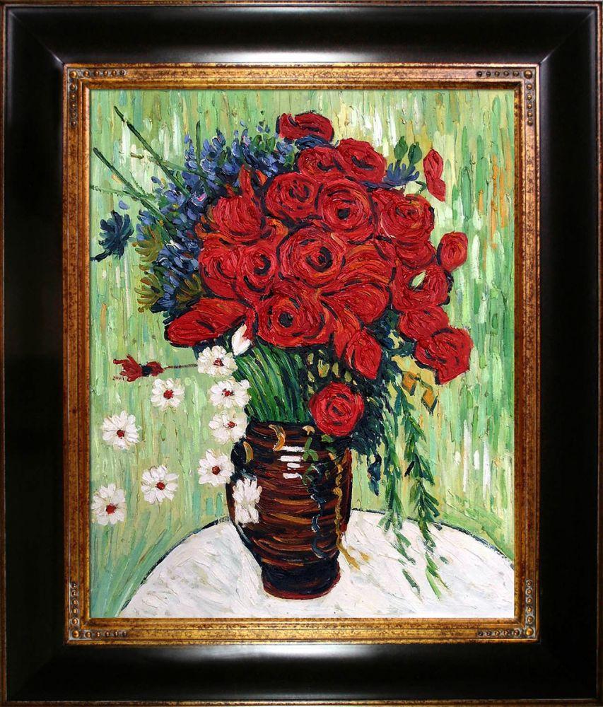 Vase with Daisies and Poppies Pre-Framed - Opulent Frame 16"X20"