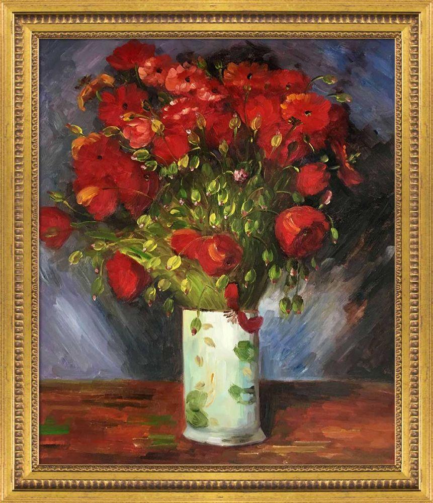 Vase with Red Poppies, 1886 Pre-Framed - Versailles Gold Queen Frame 20" X 24"