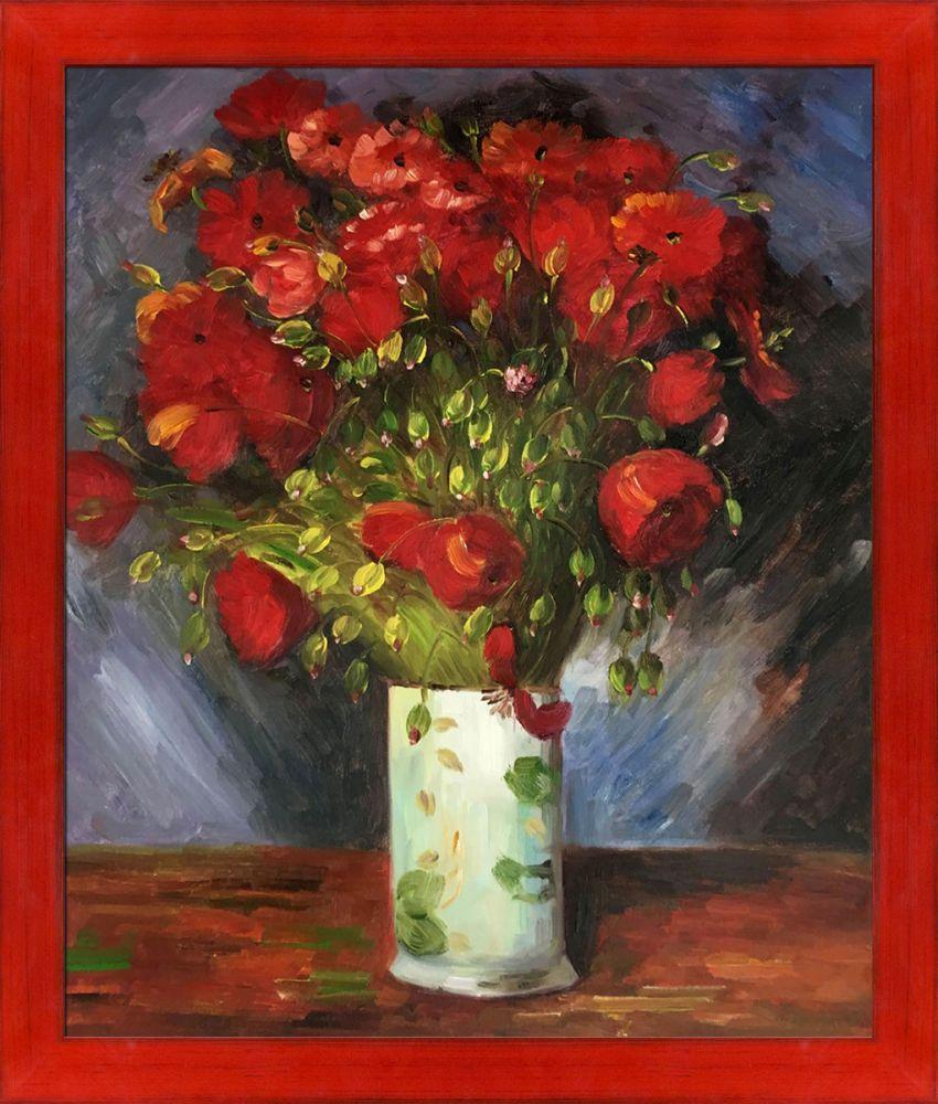 Vase with Red Poppies, 1886 Pre-Framed - Stiletto Red Frame 20" X 24"
