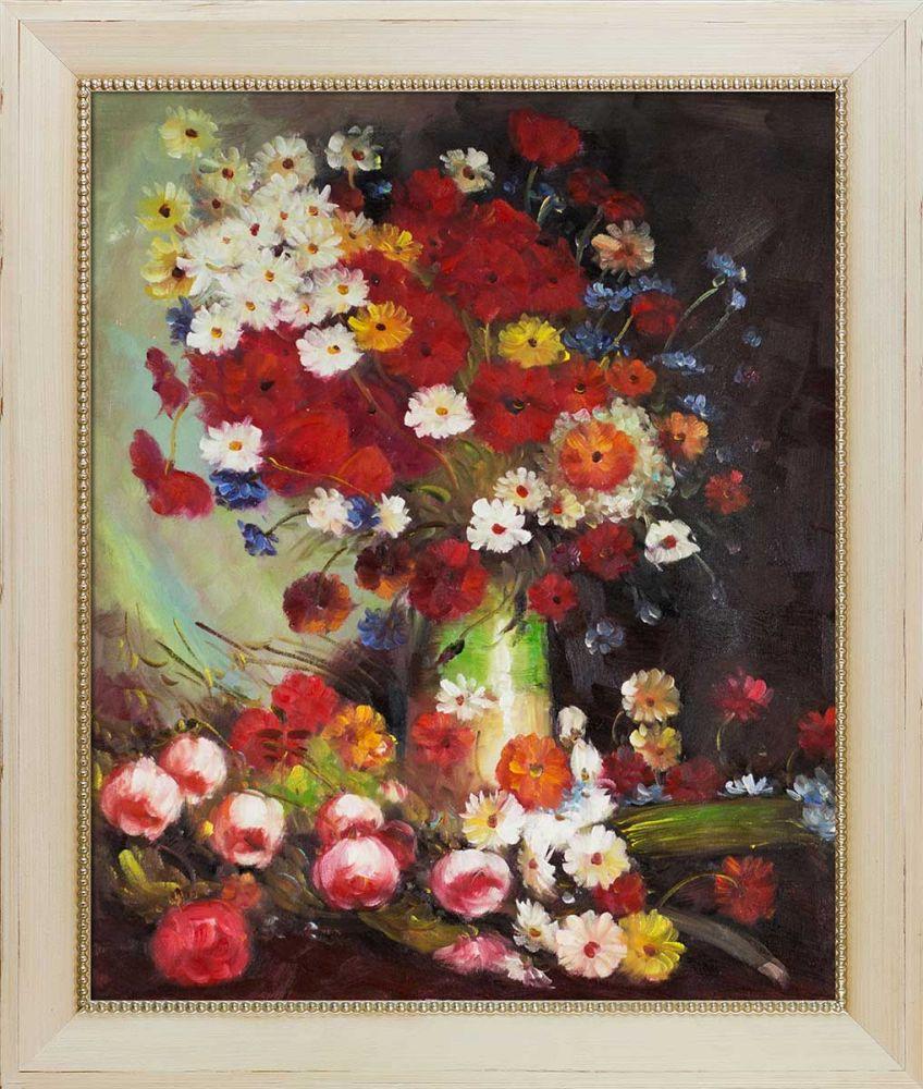 Vase with Poppies Cornflowers Peonies and Chrysanthemums Pre-Framed - Constantine Frame 20" X 24"