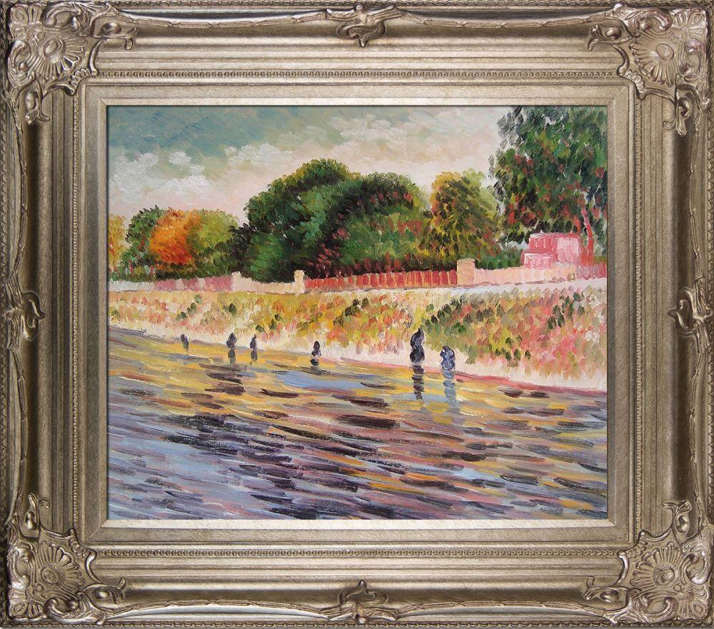 The Banks of the Seine May-June Pre-Framed - Renaissance Champagne Frame 20"X24"
