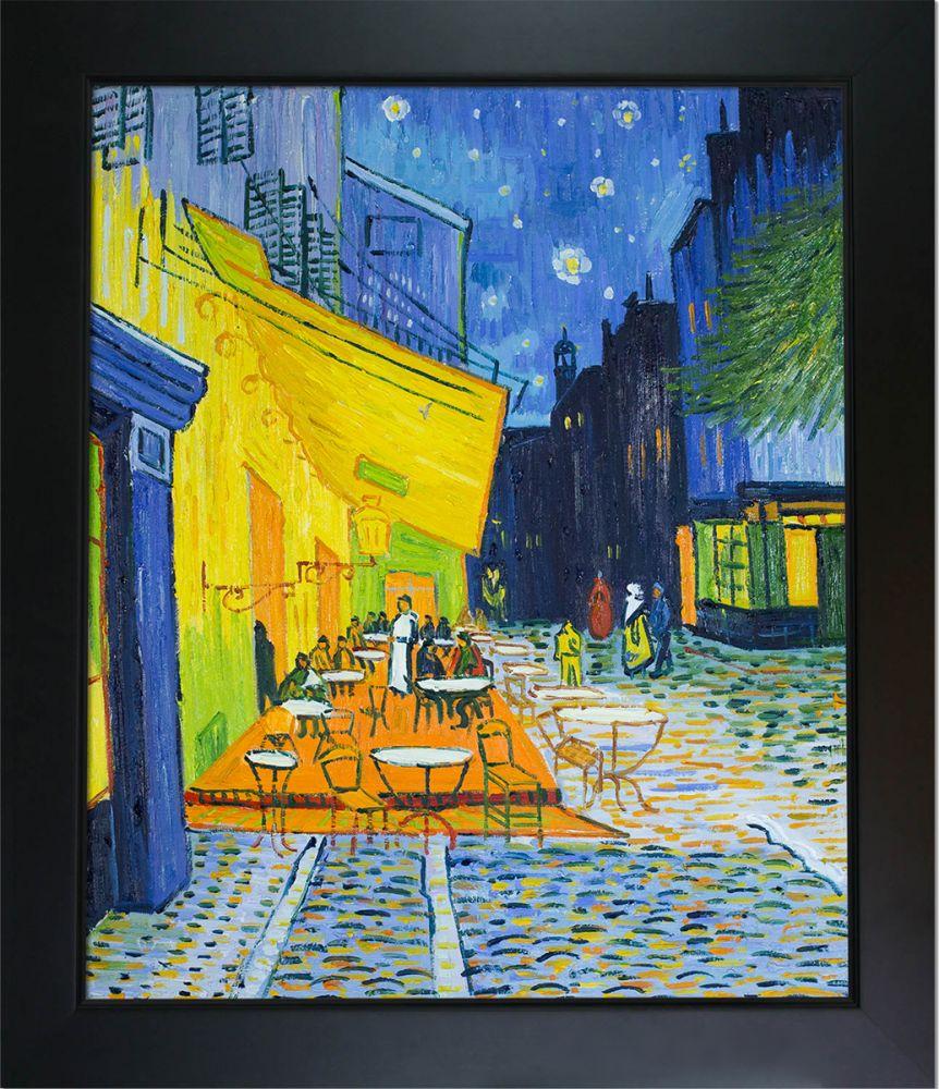 Cafe Terrace at Night Pre-Framed - New Age Black Frame 20"X24"