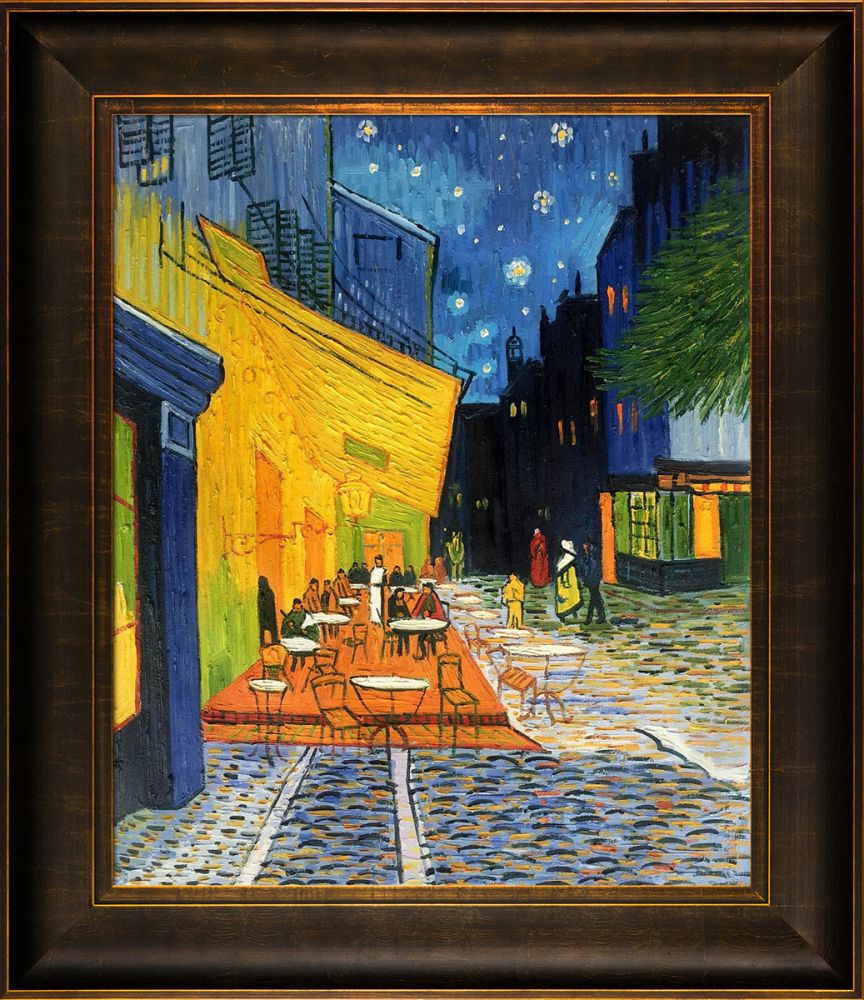 Cafe Terrace at Night Pre-Framed - Veine D'Or Bronze Scoop Frame 20"X24"