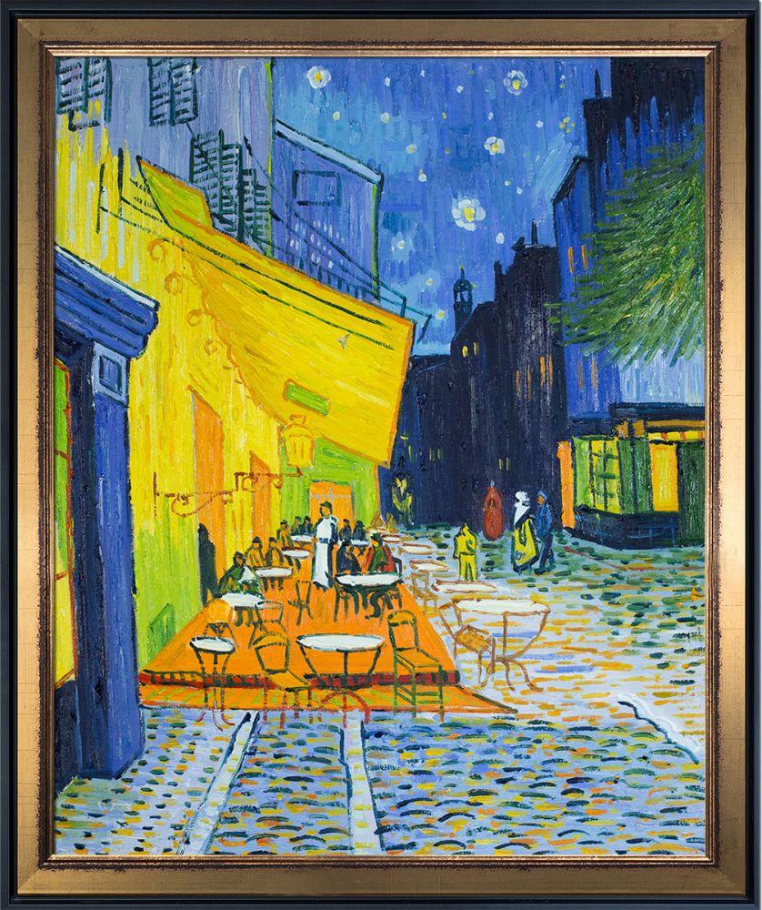 Cafe Terrace at Night Pre-Framed - Piccino Luminoso and Black Wrap Custom Stacked Frame 20" X 24"