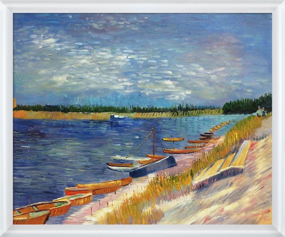 Moored Boats Pre-framed - Moderne Blanc Frame 20" X 24"