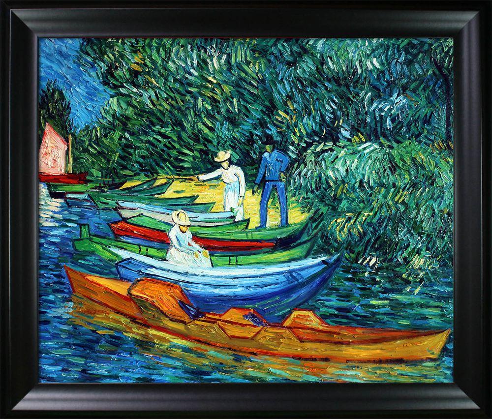 Rowing Boats on the Banks of the Oise Pre-framed - Black Matte Frame 20"X24"