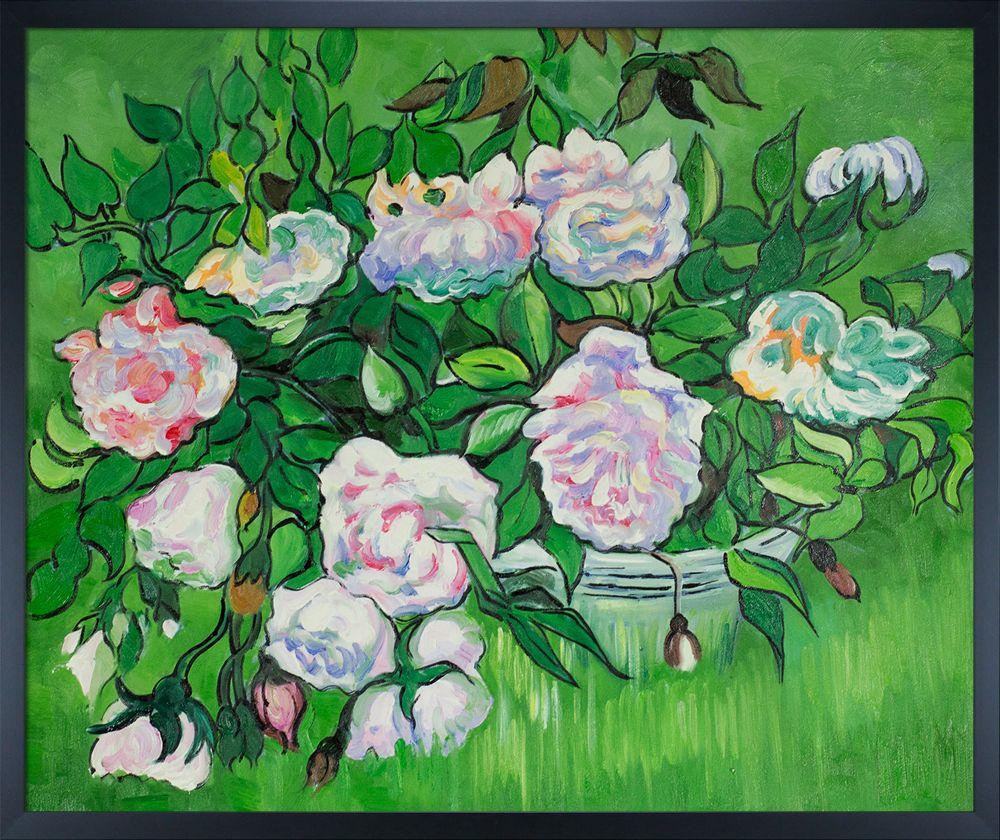 Still Life - Pink Roses Pre-framed - Studio Black Wood Frame 20"X24"