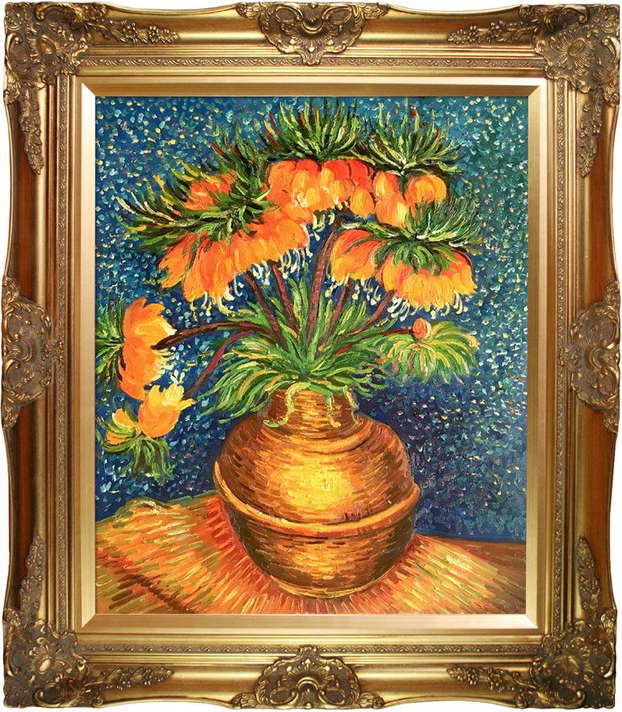 Crown Imperial Fritillaries in a Copper Vase Pre-Framed - Victorian Gold Frame 20"X24"