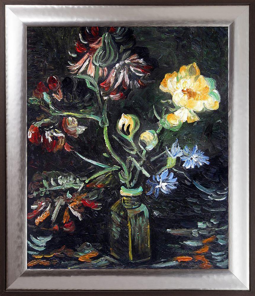 Vase with Myosotis and Peonies, 1886 Pre-Framed - Magnesium Silver Frame 20" X 24"
