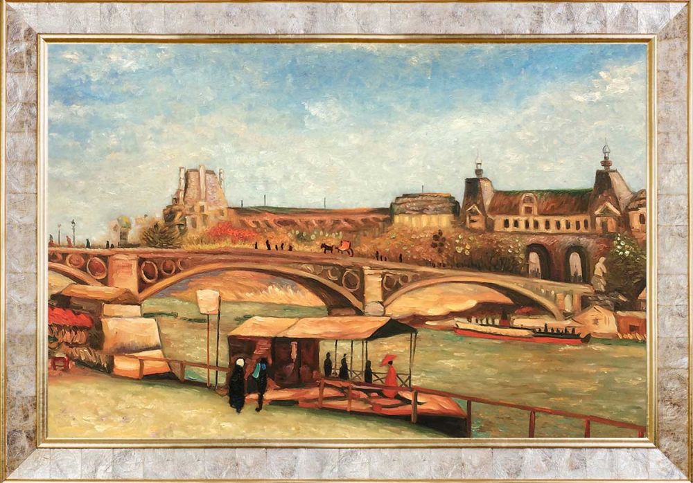 The Pont du Carrousel and the Louvre, 1886 Pre-Framed - Gold Pearl Frame 24" X 36"