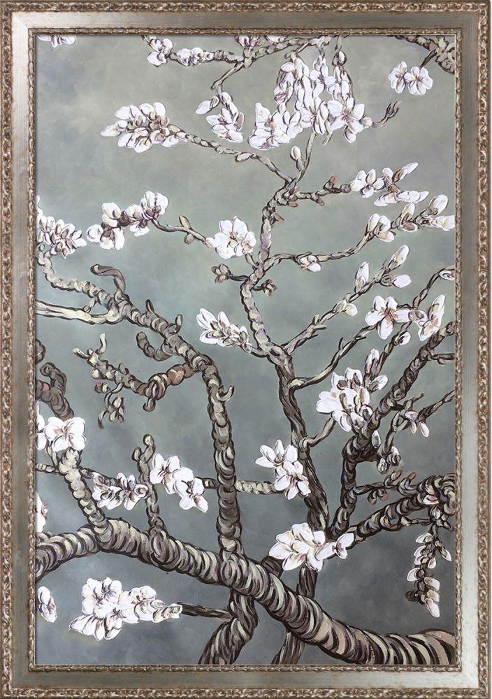 Branches of an Almond Tree in Blossom, Pearl Grey Pre-Framed - Versailles Silver Salon Frame 24" X 36"