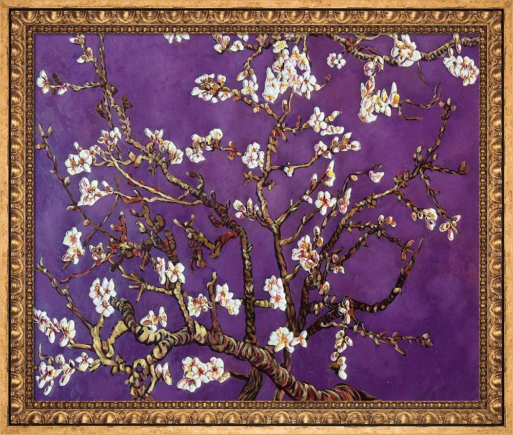Branches of an Almond Tree in Blossom, Amethyst Purple Pre-Framed - Versailles Gold Frame 20" X 24"