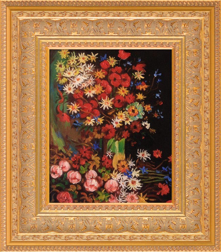 Vase with Poppies Cornflowers Peonies and Chrysanthemums Pre-Framed - Sovereign Frame 8" X 10"