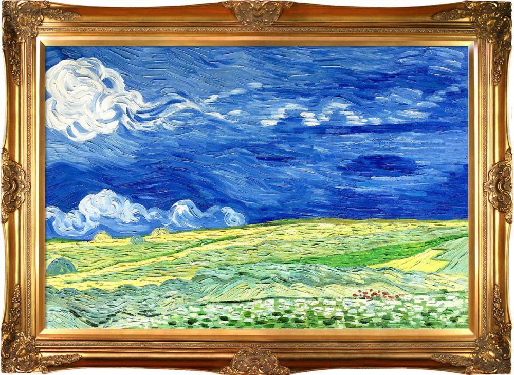 Wheatfield Under Thunderclouds Pre-Framed - Victorian Gold Frame 24"X36"