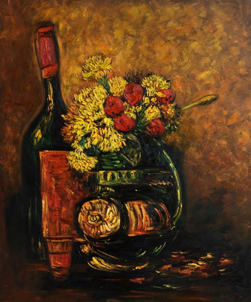 Vase With Carnations And Roses And A Bottle, Paris