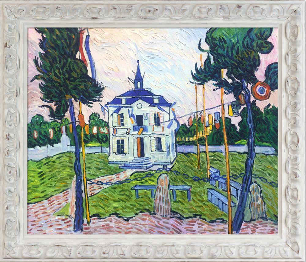 Auvers Town Hall in 14 July Pre-Framed - Brimfield Cottage White Frame 20" X 24"