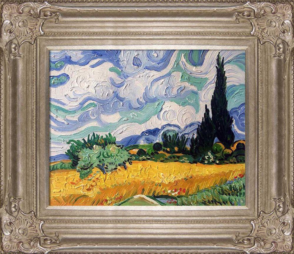 Wheat Field with Cypresses Pre-Framed - Renaissance Champagne Frame 8"X10"