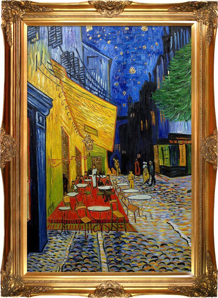 Cafe Terrace at Night (Luxury Line) Pre-Framed - Victorian Gold Frame 24"X36"