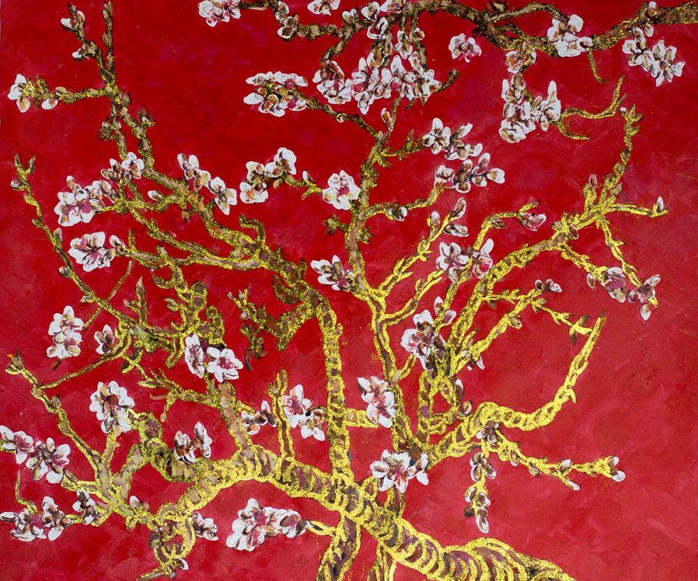 Branches of an Almond Tree in Blossom, Ruby Red (Luxury Line)