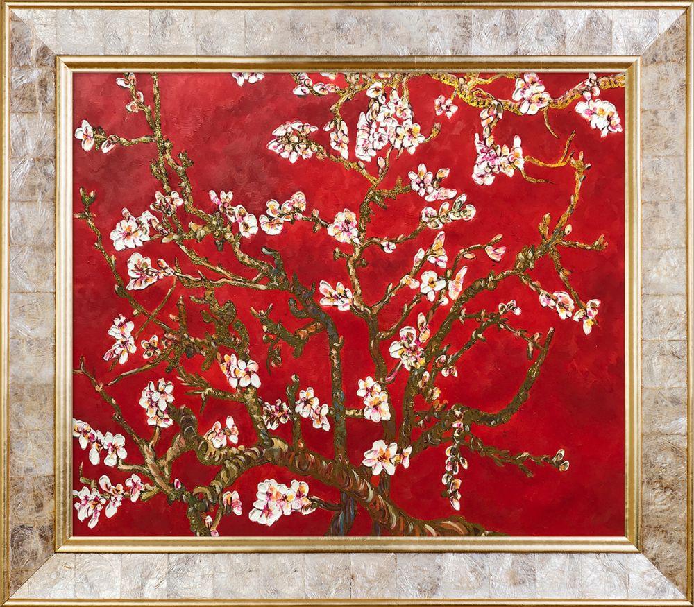 Branches of an Almond Tree in Blossom, Ruby Red (Luxury Line) Pre-Framed - Gold Pearl Frame 20" X 24"