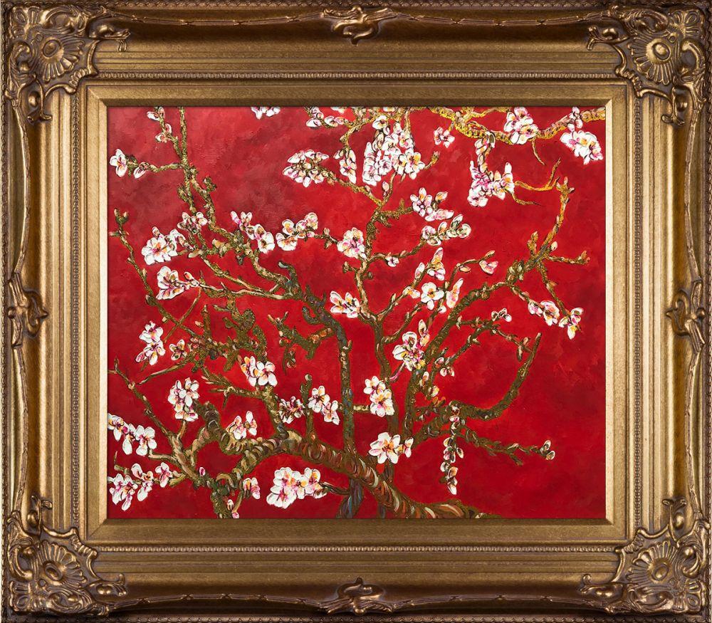 Branches of an Almond Tree in Blossom, Ruby Red (Luxury Line) Pre-Framed - Renaissance Bronze Frame 20"X24"