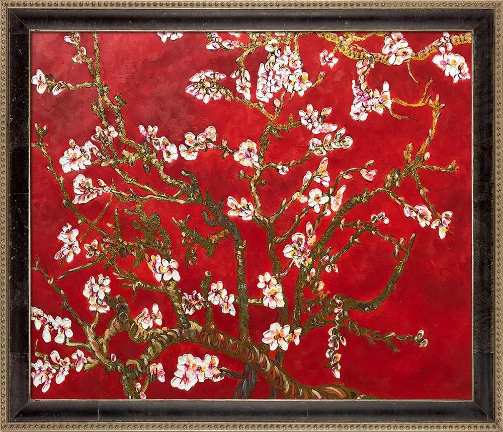 Branches of an Almond Tree in Blossom, Ruby Red (Luxury Line) Pre-Framed - Hermitage Cabernet Scooped Frame 20X24