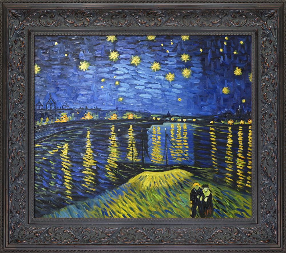 Starry Night Over the Rhone (Luxury Line) Pre-Framed - Black Spanish Walnut Frame 20