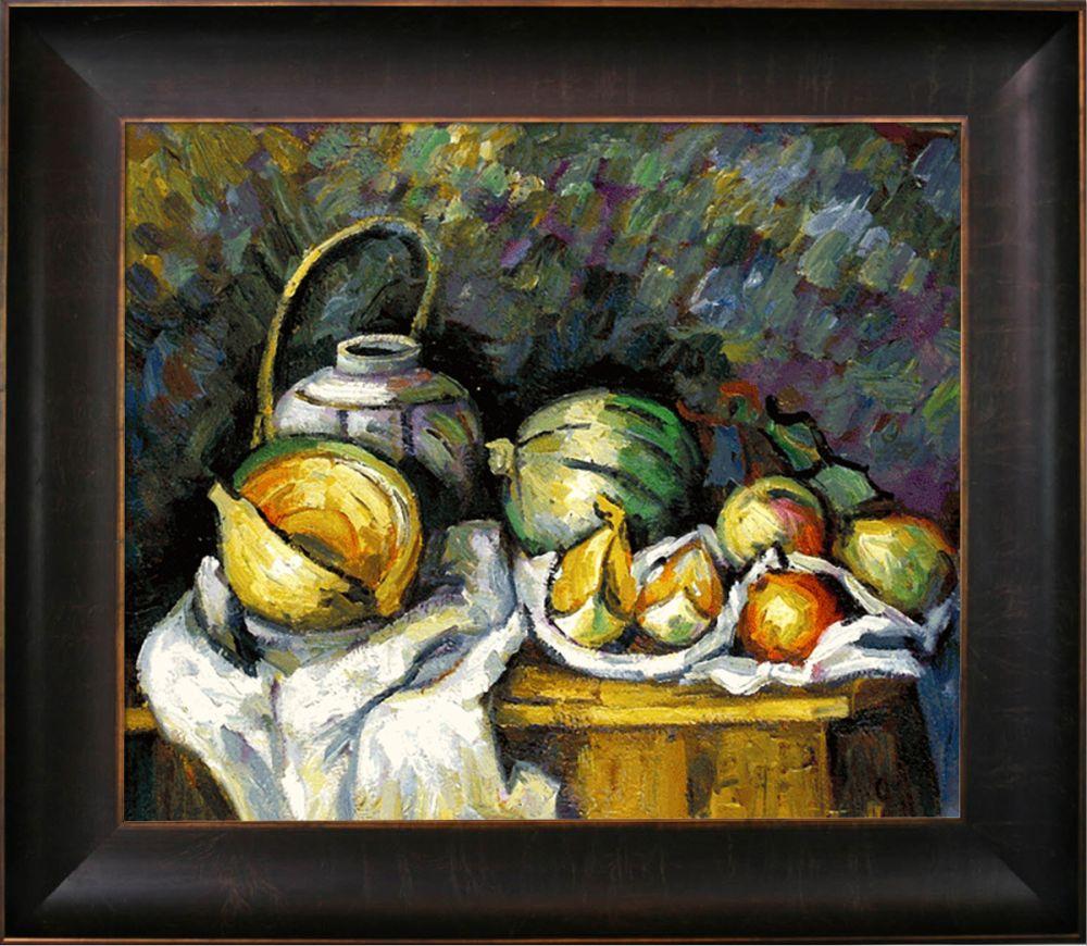Still Life with Melons and Apples Pre-Framed - Veine D'Or Bronze Scoop Frame 20"X24"