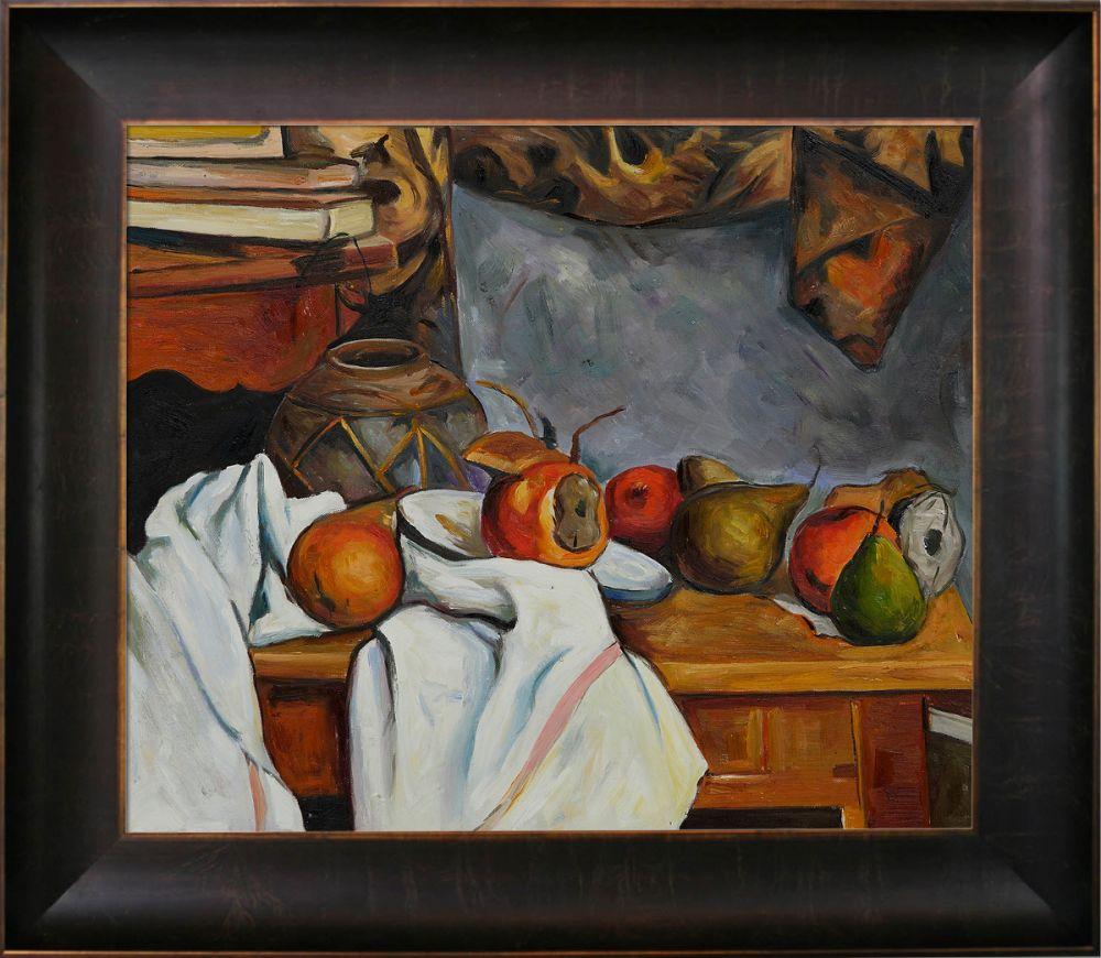 Ginger Pot with Pomegranate and Pears Pre-Framed - Veine D'Or Bronze Scoop Frame 20"X24"