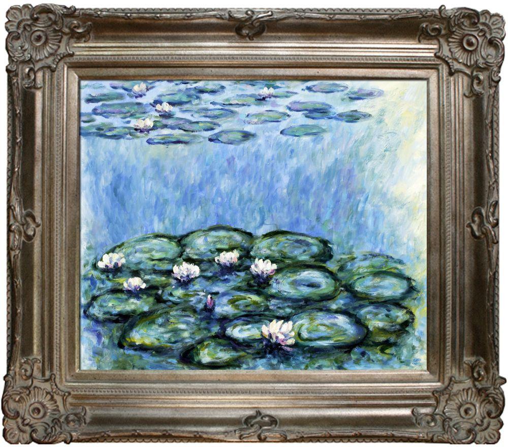 Water Lilies (Blue/Grey) Pre-Framed - Renaissance Champagne Frame 20"X24"