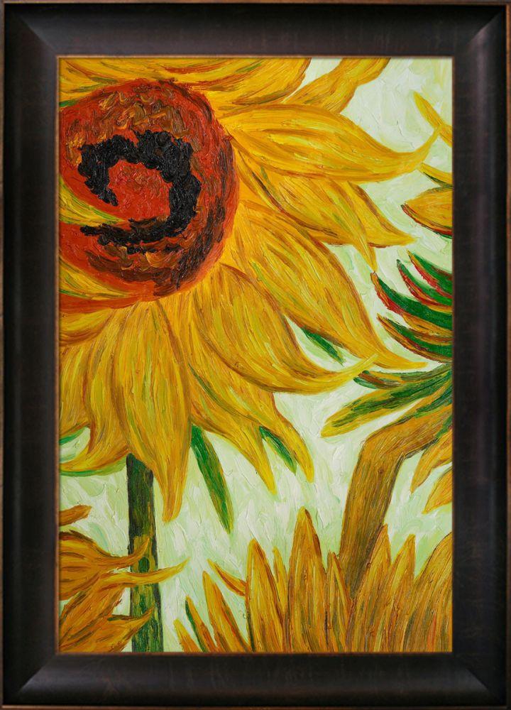 Sunflowers (detail) Pre-Framed - Veine D'Or Bronze Scoop Frame 24"X36"