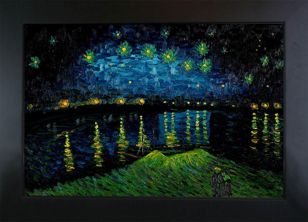 Starry Night Over the Rhone Pre-Framed - New Age Black Frame 24"X36"