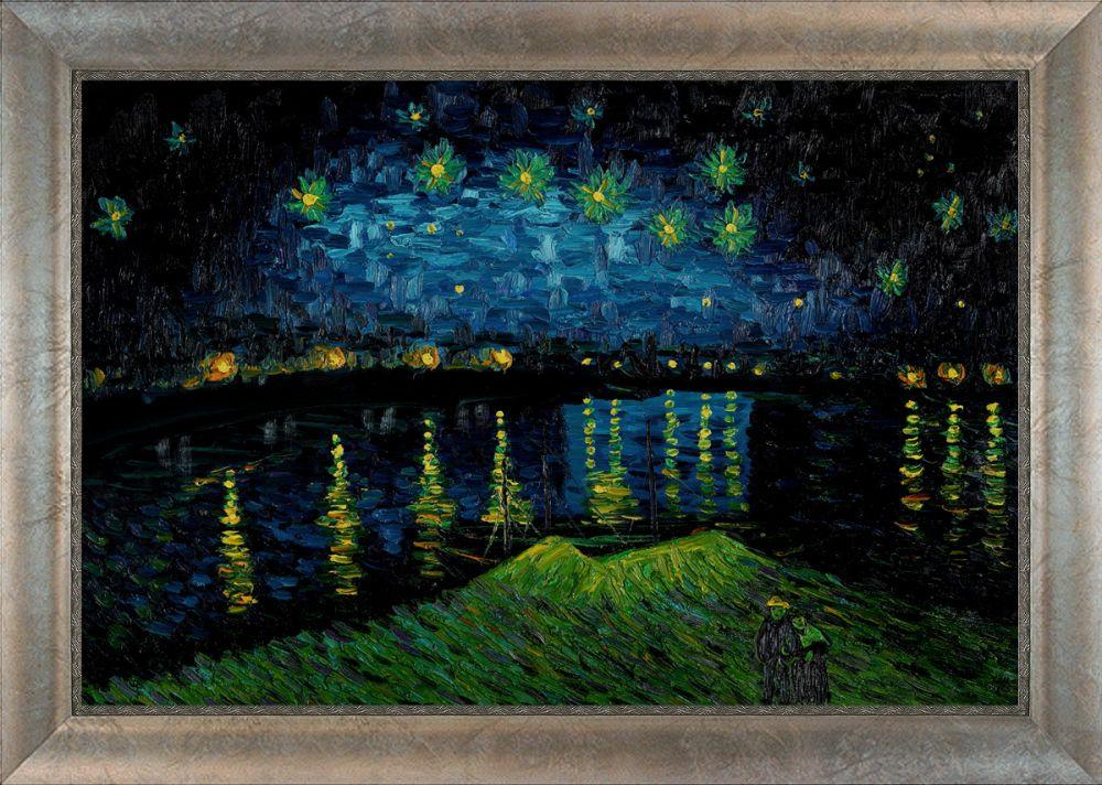 Starry Night Over the Rhone Pre-Framed - Champage Scoop with Swirl Lip Frame 24"X36"