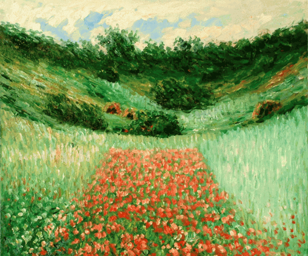Claude Monet, Poppy Field in a Valley Near Giverny - Hand Painted Oil ...