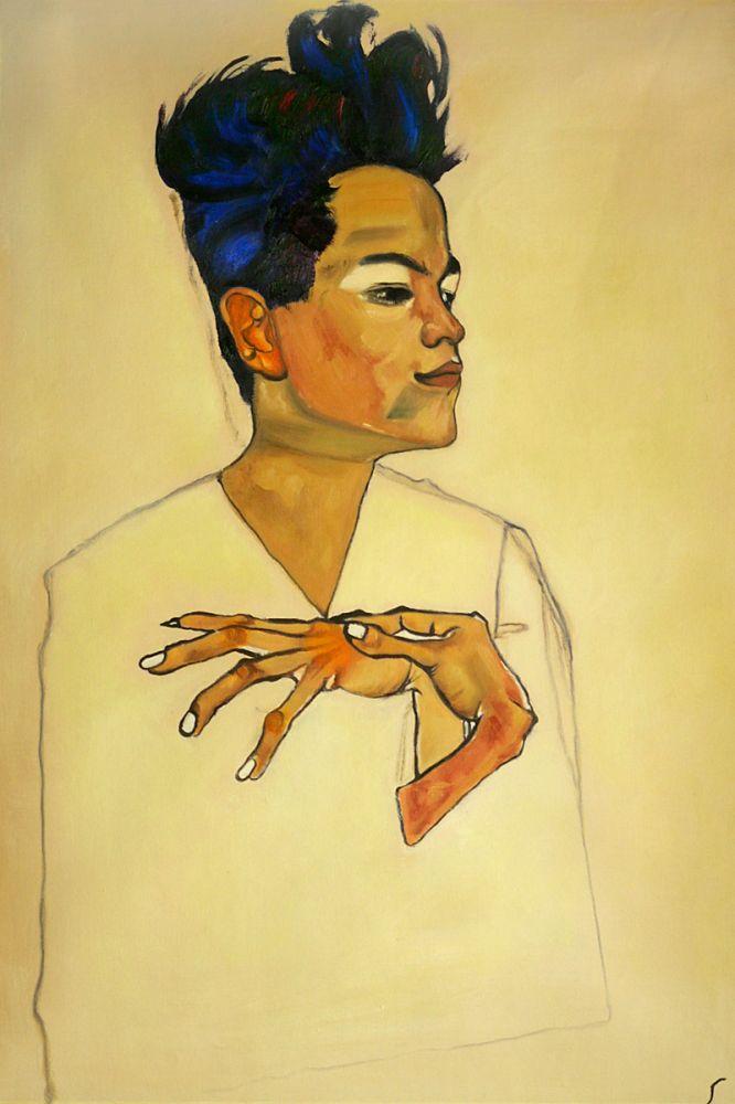 Self Portrait with Hands on Chest, 1910