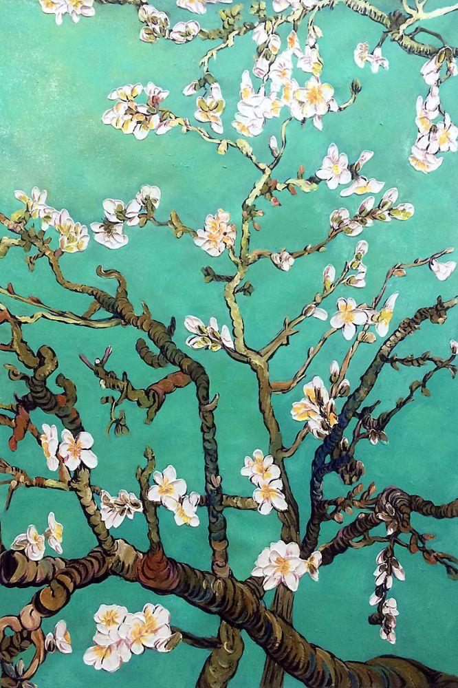 Branches of an Almond Tree In Blossom, Jade Green