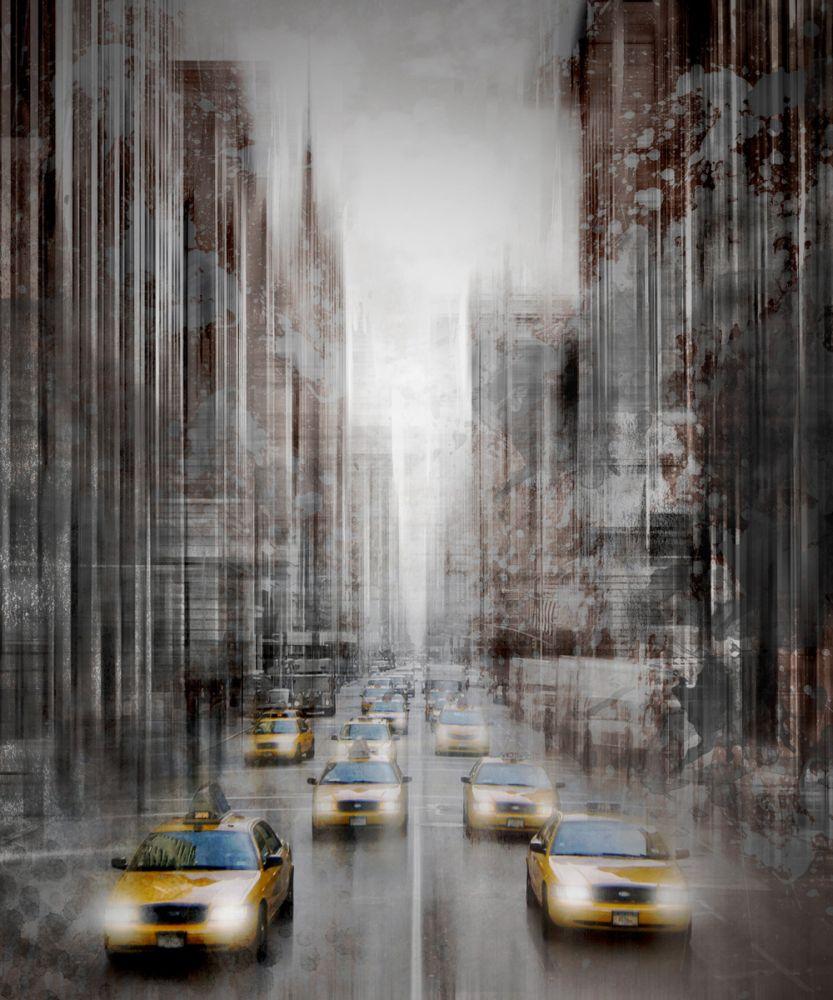 City Art, NYC 5th Avenue Yellow Cabs