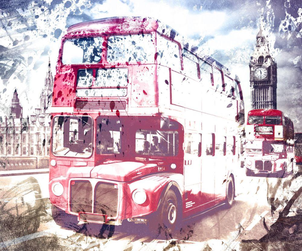 City Art, London Red Buses on Westminster Bridge
