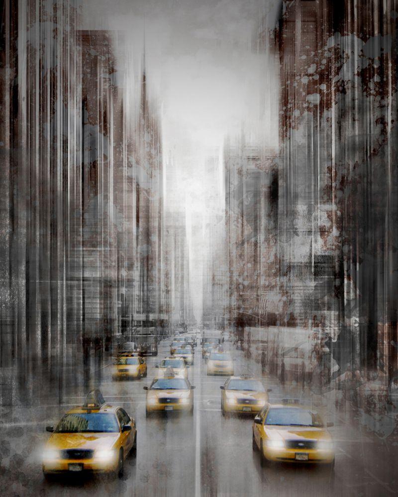 City Art, NYC 5th Avenue Yellow Cabs