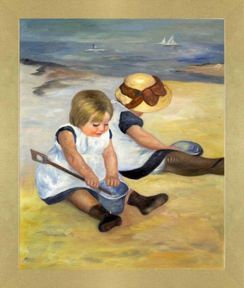 Children Playing on the Beach Pre-framed - Semplice Specchio Frame 20" X 24"