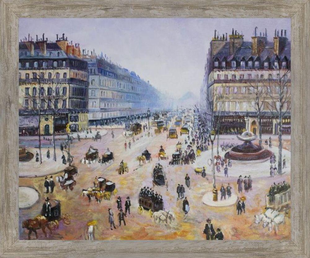 Avenue de l'Opera, Place du Theatre Francais Misty Pre-Framed - Metropolitan Pewter Frame 20" X 24"