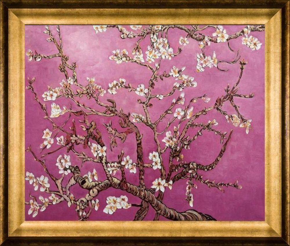 Branches of an Almond Tree in Blossom, Magenta Pre-framed - Athenian Gold Frame 20"X24"