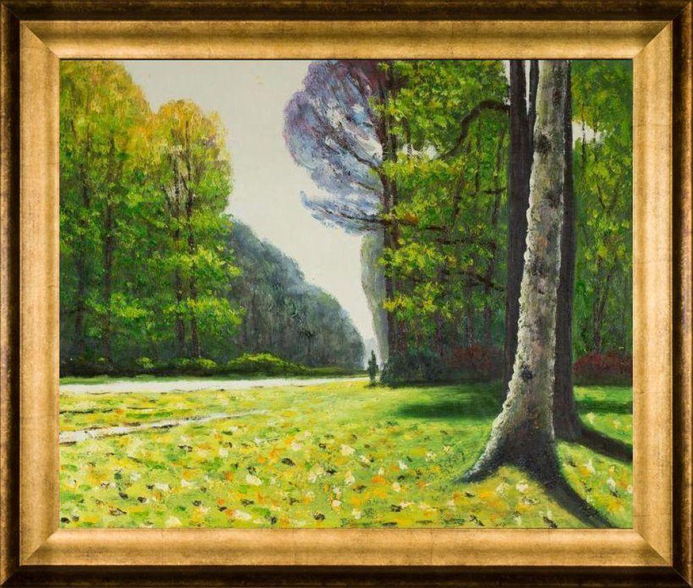 The Road to Bas-Breau, Fontainebleau Pre-framed - Athenian Gold Frame 20"X24"