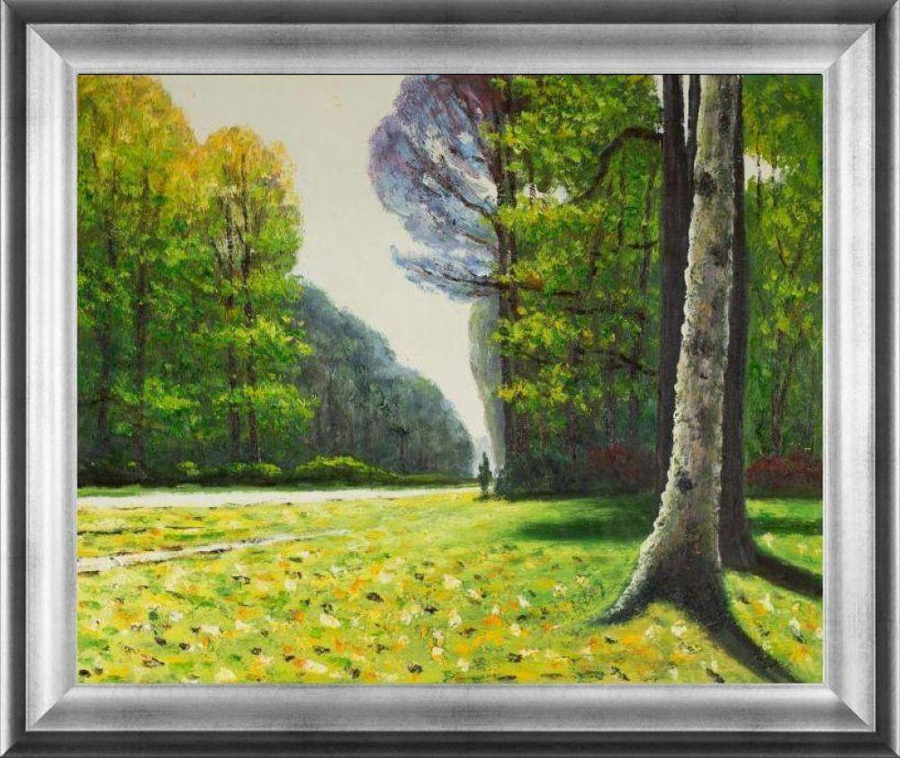 The Road to Bas-Breau, Fontainebleau Pre-framed - Athenian Silver Frame 20"X24"