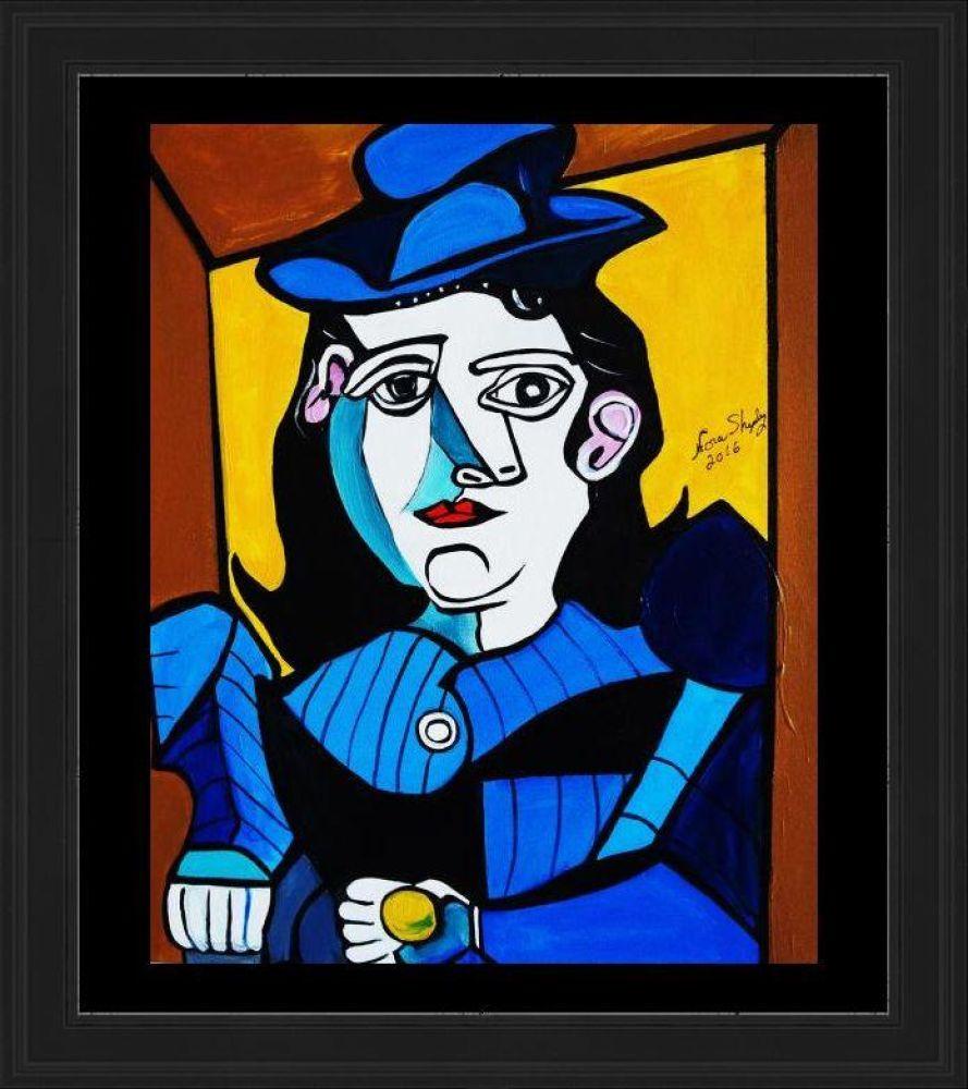 Picasso by Nora, Man with Ball Pre-framed - Black Gallery