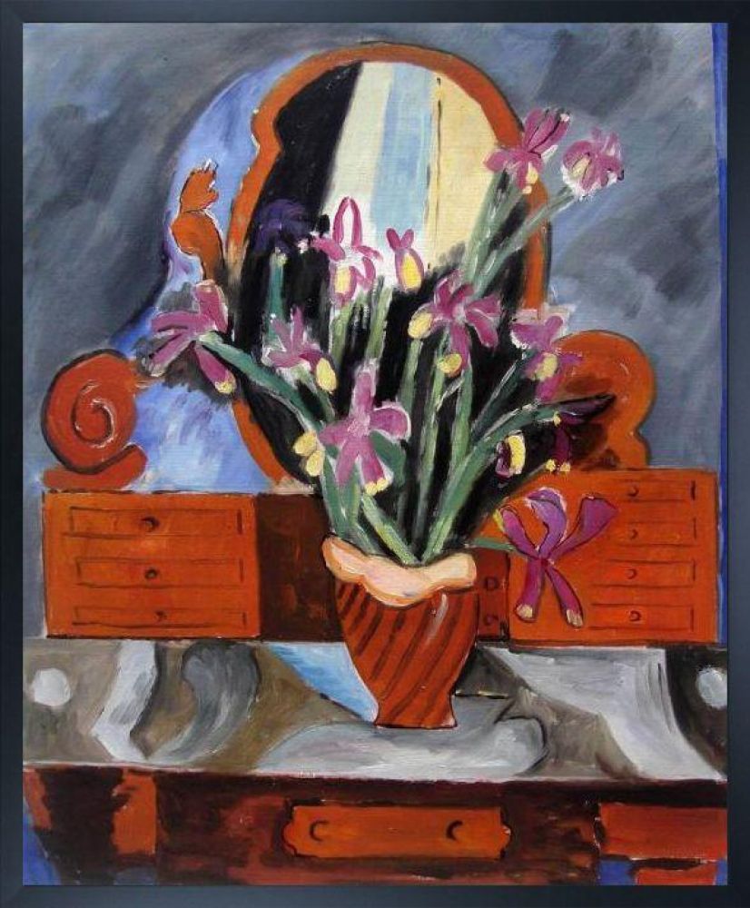 Vase with Iris Pre-framed - Studio Black Wood Frame 20"X24"