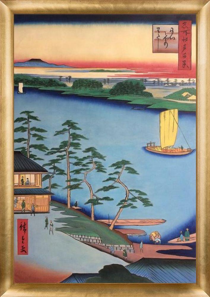 Niijuku Ferry, No. 93 from One Hundred Famous Views of Edo Pre-Framed - Gold Luminoso Frame 24" x 36"
