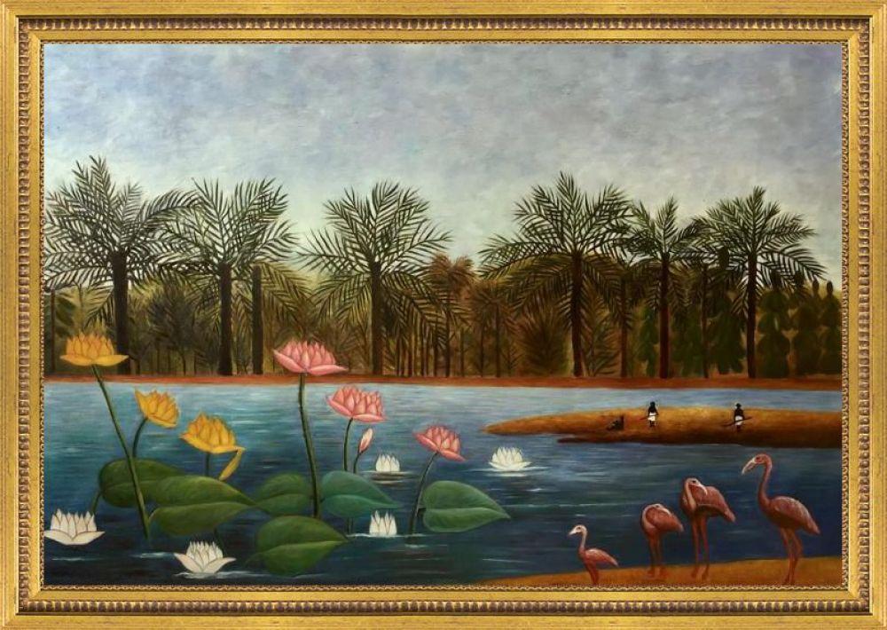 The Flamingoes Pre-Framed - Versailles Gold Queen Frame 24" X 36"