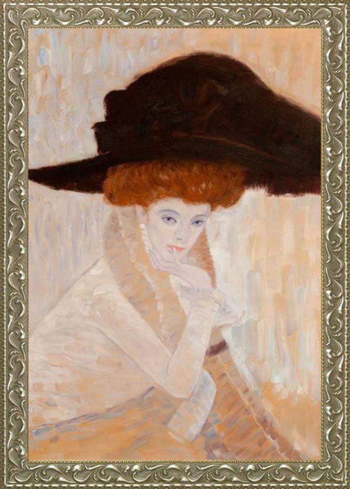 Black Feather Hat Pre-Framed - Rococo Silver 24"X36"